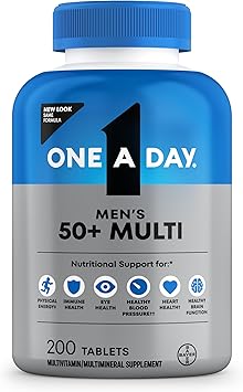 One A Day Men’s 50+ Healthy Advantage Multivitamin, Multivitamin for Men with Vitamins A, C, E, B6, B12, Calcium and Vitamin D, Tablet, 200 Count (Pack of 1) One A Day Men’s 50+ Healthy Advantage Multivitamin, Multivitamin for Men with Vitamins A, C, E, B6, B12, Calcium and Vitamin D, Tablet, 200 Count (Pack of 1)