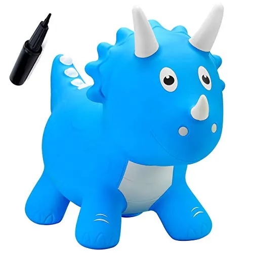 EVERICH TOY Dinosaur Bouncy Horse,Hopping Toys,Bouncy Animals Hopper, Inflatable Triceratops Bouncer,Ride On Animals Toys Gift for 18 Months 2 3 4 Year Old Kid Toddler(W/ Pump)
