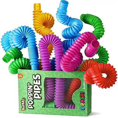 BunMo Pop Tubes Sensory Toys, Fine Motor Skills Sensory Toy Toddler Toys, Fidget Toys for Sensory Kids and Kids Learning Toys.