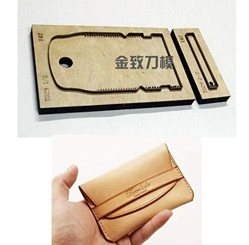 ZHONGJIUYUAN Steel Blade Rule Wood Cutting Dies Cut Steel Punch Tool - Card Holder Shape - Cutting Mold for Leather Cutter for Leather Crafts - with Stitch ZHONGJIUYUAN Steel Blade Rule Wood Cutting Dies Cut Steel Punch Tool - Card Holder Shape - Cutting Mold for Leather Cutter for Leather Crafts - with Stitch