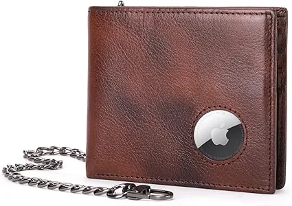 BULLCAPTAIN Slim Genuine Leather Mens Wallets with 2 ID Windows 10 Credit Card Slots Bifold RFID Blocking Wallets for Men With AirTag Holder and Chain T01 (Coffee) BULLCAPTAIN Slim Genuine Leather Mens Wallets with 2 ID Windows 10 Credit Card Slots Bifold RFID Blocking Wallets for Men With AirTag Holder and Chain T01 (Coffee)