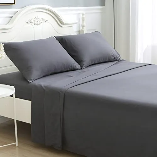 ILAVANDE Grey Queen Sheets Set 4 Piece,Hotel Luxury Super Soft 1800 Series Microfiber Queen Bed Sheets Set-Wrinkle Free & Breathable-14" Deep Pocket Sheets for Queen Size Bed(Queen,Grey)
