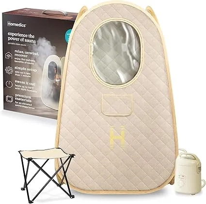 Homedics Portable Sauna β Collapsible Personal Steam Sauna for Stress Relief & Muscle Relaxation, Fast 1-Min Setup, Heats to 115Β°F, Up to 60 Min Session, Compact Foldable Design Homedics Portable Sauna β Collapsible Personal Steam Sauna for Stress Relief & Muscle Relaxation, Fast 1-Min Setup, Heats to 115Β°F, Up to 60 Min Session, Compact Foldable Design