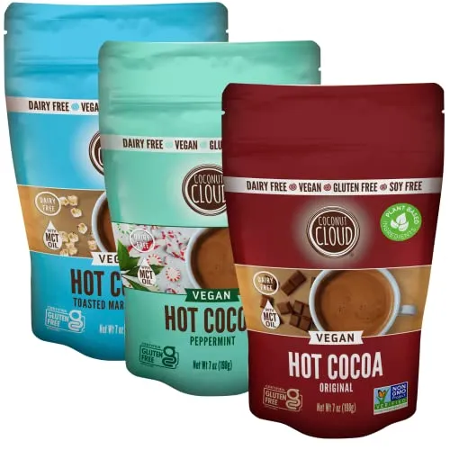 Coconut Cloud: Vegan, Natural, Delicious, Creamy Chocolate | Made in Colorado from Premium Milk Powder (Soy Free, Non-GMO, Gluten Free), Holiday Bundle, 7oz Each (Original, Toasted Marshmallow & Peppermint) Coconut Cloud: Vegan, Natural, Delicious, Creamy Chocolate | Made in Colorado from Premium Milk Powder (Soy Free, Non-GMO, Gluten Free), Holiday Bundle, 7oz Each (Original, Toasted Marshmallow & Peppermint)