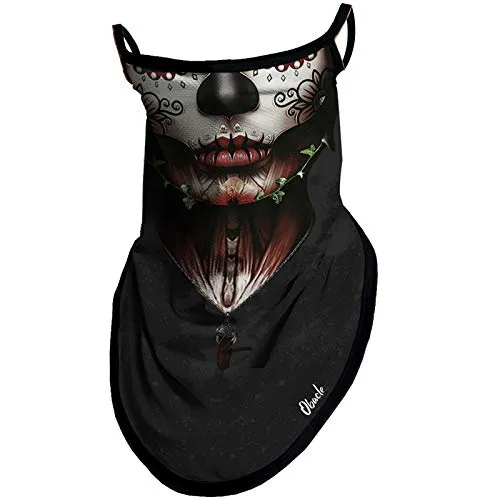 Obacle Bandana Face Mask with Ear Loops Neck Gaiter Face Mask Scarf Face Cover for Men Women (Women Red Lips Leaf Face) Obacle Bandana Face Mask with Ear Loops Neck Gaiter Face Mask Scarf Face Cover for Men Women (Women Red Lips Leaf Face)