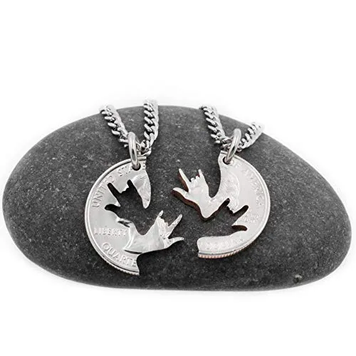 Best Friend Necklaces, Sign Language Deaf Jewelry, ASL I Love You, I Love You Hands Interlocking Puzzle Necklaces, By NameCoins