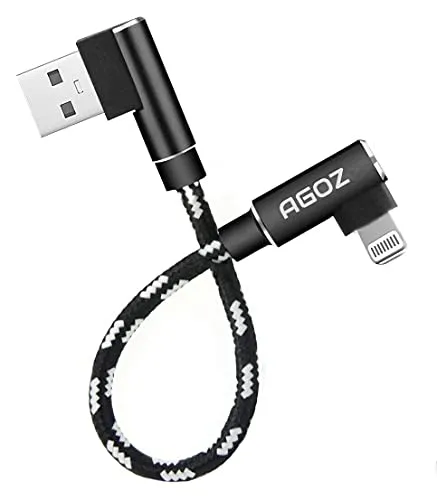 Agoz 6 Inch Apple MFI Certified Lightning iPhone Cable, 90Â° Right Angle FAST Charger Cord Compatible With iPhone 13, iPhone 12 Pro max, iPhone SE, iPhone 11 PRO MAX, iPhone XS MAX,iPhone XR X 8 7 6S 6