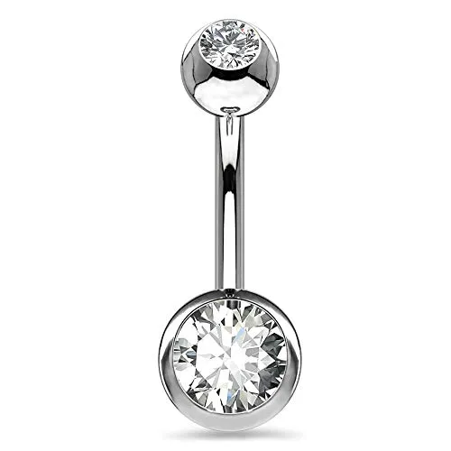 OUFER 12MM Belly Button Rings G23 Solid Titanium 14G Clear CZ Belly Rings Navel Piercing Jewelry Navel Rings OUFER 12MM Belly Button Rings G23 Solid Titanium 14G Clear CZ Belly Rings Navel Piercing Jewelry Navel Rings