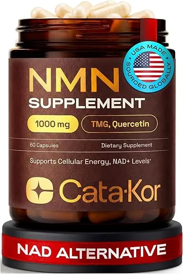 Cata-Kor NMN Supplement – 4-in-1 NAD Supplement with Quercetin | TMG | Resveratrol – NMNH Alternative – Supports Cellular Energy & NAD+ Level – 60 Capsules – Third-Party Tested (1 Pack)