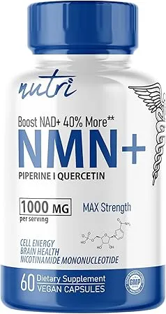 NMN Supplement 1000mg NAD Supplement - Nutri Ultra High Absorption Stabilized NMN Nicotinamide Mononucleotide, 40% More NAD+ with Quercetin Phytosome & Black Pepper - mnm supplement (60 Capsules)
