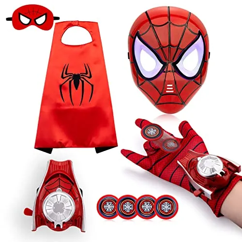 Kids Toys Super Hero Capes and Masks Web-Shooters for Kids, Homecoming Superhero LED Mask Superhero Dress Up Costumes 2 3 4 5 6 7 8 9 10 Year Old Boy Gifts Kids Toys Super Hero Capes and Masks Web-Shooters for Kids, Homecoming Superhero LED Mask Superhero Dress Up Costumes 2 3 4 5 6 7 8 9 10 Year Old Boy Gifts