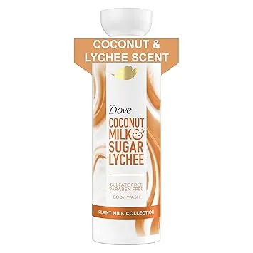 Dove Plant Milk Cleansing Body Wash Coconut & Lychee for Moisturized Skin Gentle Cleanser, No Sulfate Cleansers or Parabens, 98% Biodegradable 17.5 fl oz Dove Plant Milk Cleansing Body Wash Coconut & Lychee for Moisturized Skin Gentle Cleanser, No Sulfate Cleansers or Parabens, 98% Biodegradable 17.5 fl oz
