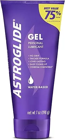 Astroglide Water Based Lube (7oz), Ultra Gentle Gel Personal Lubricant for Vaginal and Anal Sex, Stays Put with No Drip, Sex Lube, Safe for Toys Astroglide Water Based Lube (7oz), Ultra Gentle Gel Personal Lubricant for Vaginal and Anal Sex, Stays Put with No Drip, Sex Lube, Safe for Toys