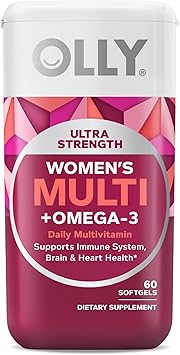 OLLY Ultra Womens Multi Softgels, Overall Health and Immune Support, Omega-3s, Iron, Vitamins A, D, C, E, B12, Daily Multivitamin, 30 Day Supply - 60 Count OLLY Ultra Women