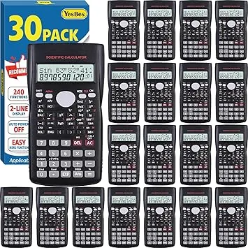 30 Pack Scientific Calculators, 2-Line Large Screen Display 240 Functions Scientific Calculators for Students, Math Algebra Fraction Calculator for High School College School