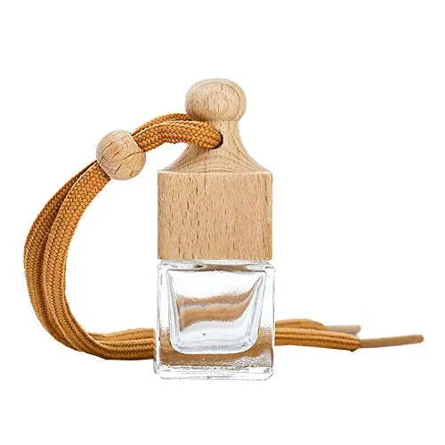 GSHLLO 5 Pcs 8ml Empty Refillable Car Air Freshner Bottle Hanging Fragrance Diffuser Perfume Glass Bottle Car Pendant Ornament Clear