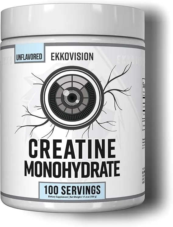 Ekkovision Creatine Monohydrate Powder, Unflavored, 100 Servings