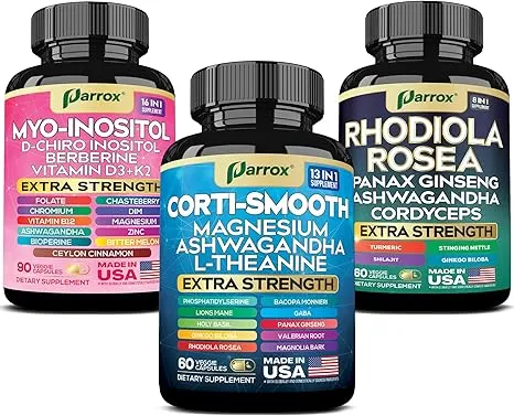 Soothe & Smooth + Rhodiola Supplement Bundle â€“ Cortisol, Hormonal, and Adrenal Support with Magnesium, Myo-Inositol, L-Theanine, D-Chiro Inositol, Berberine, Rhodiola Rosea