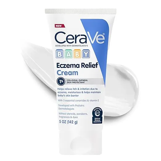 CeraVe Baby Eczema Relief Cream, 1% Colloidal Oatmeal Cream With Vitamin E & Ceramides, Soothes & Calms Itchy Skin, Developed With Pediatric Dermatologist, Fragrance Free, 5oz