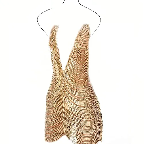 STONEFANS Layered Metal Full Body Chains for Women Sexy, Gold Lingerie Chain Dress Sexy Body Jewelry Halloween Skirt Outfits STONEFANS Layered Metal Full Body Chains for Women Sexy, Gold Lingerie Chain Dress Sexy Body Jewelry Halloween Skirt Outfits